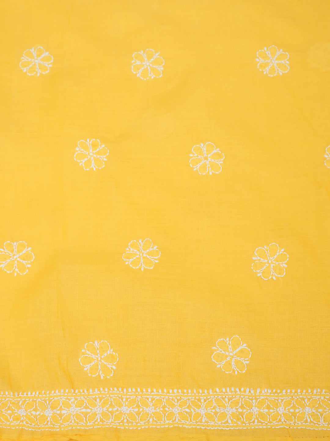 Ada Hand Embroidered Yellow Cotton Lucknowi Chikankari Unstitched Suit Piece 01A992361