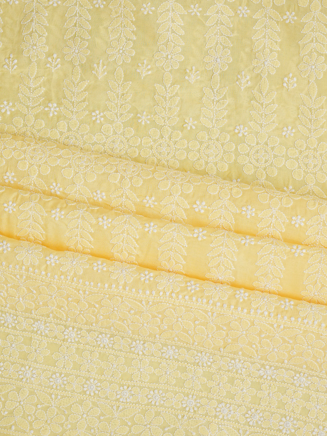 Ada Hand Embroidered Yellow Cotton Lucknowi Chikankari Unstitched Suit Piece 01A999495