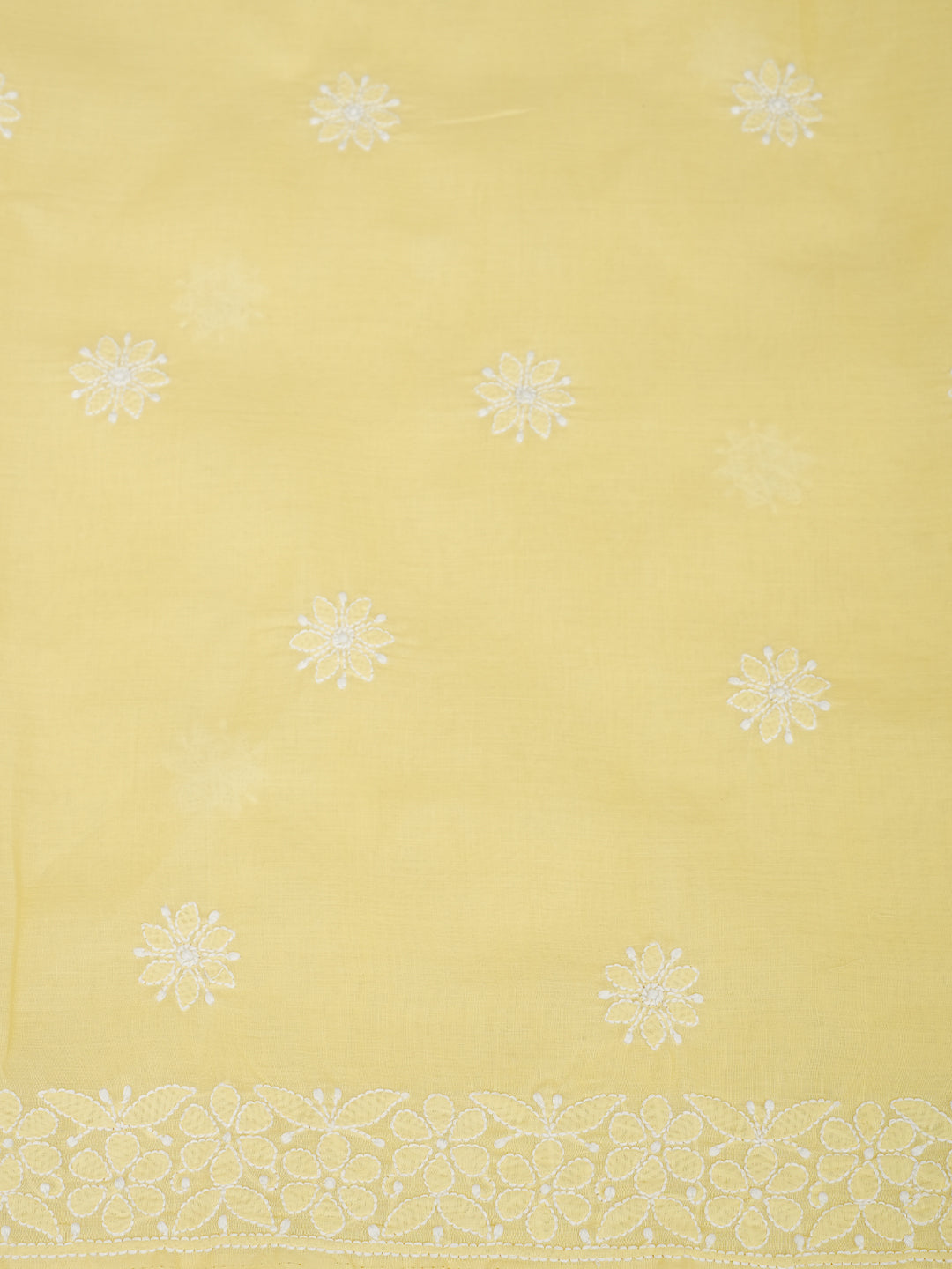 Ada Hand Embroidered Yellow Cotton Lucknowi Chikankari Unstitched Suit Piece 01A999495