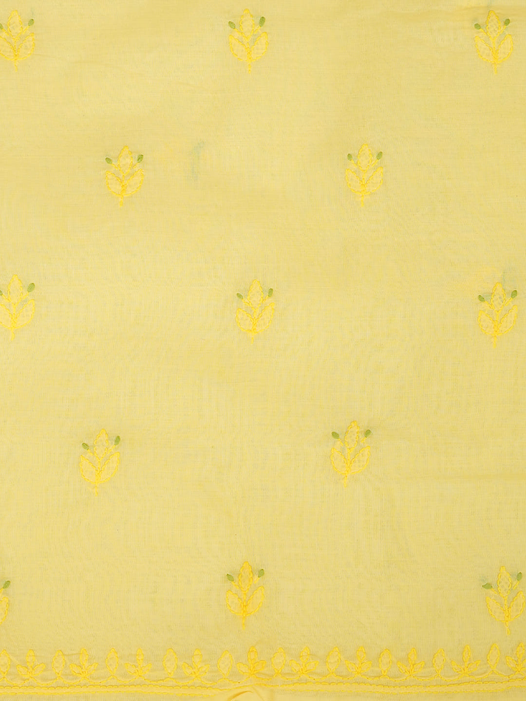 Ada Hand Embroidered Yellow Cotton Lucknowi Chikankari Unstitched Suit Piece With Chiffon Dupatta 01A1025552_4