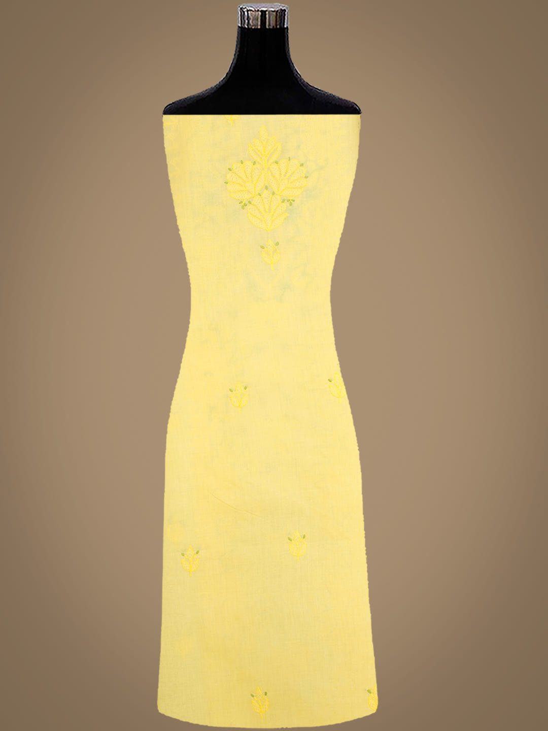 Ada Hand Embroidered Yellow Cotton Lucknowi Chikankari Unstitched Suit Piece With Chiffon Dupatta 01A1025552_6
