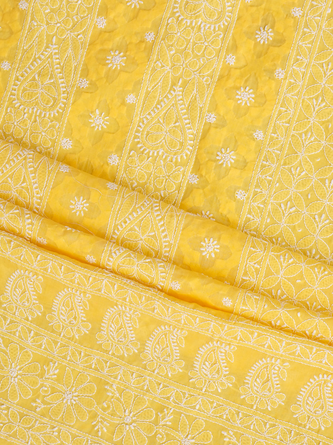 Ada Hand Embroidered Yellow Cotton Lucknowi Chikankari Unstitched Suit Piece With Chiffon Dupatta 01A900236_6