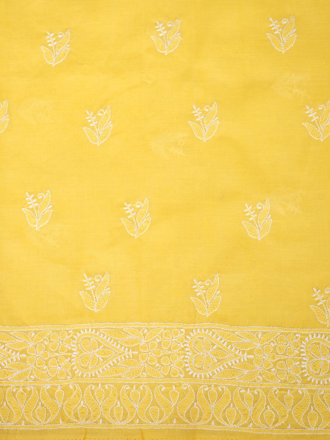 Ada Hand Embroidered Yellow Cotton Lucknowi Chikankari Unstitched Suit Piece With Chiffon Dupatta 01A900236_7