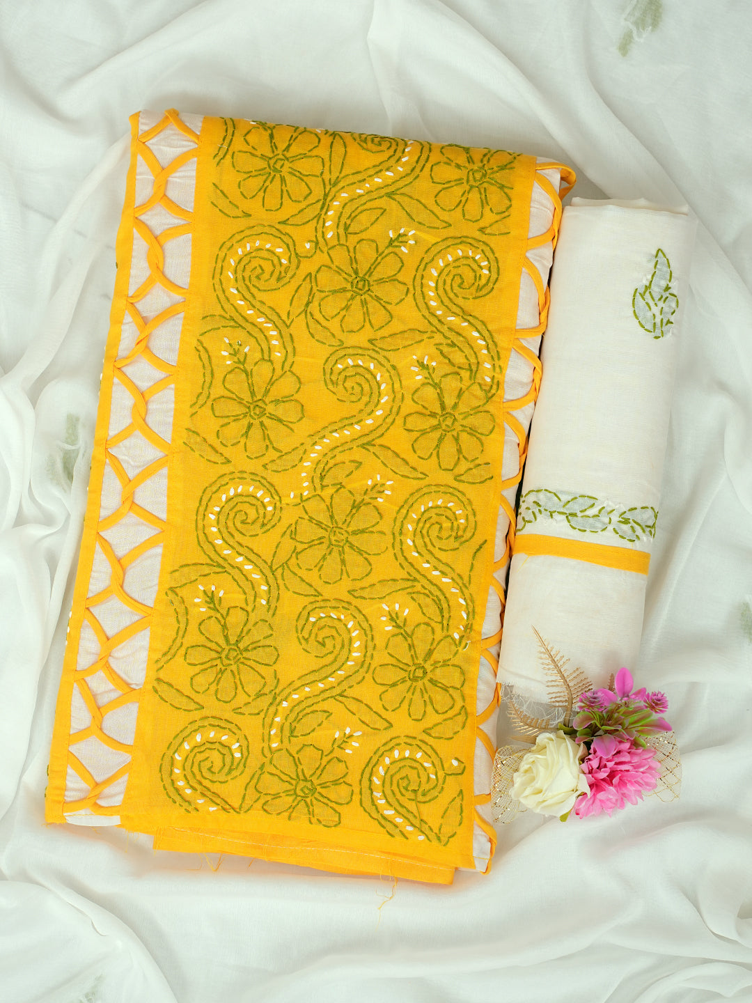 AdaHandEmbroideredYellowCottonLucknowiChikankariUnstitchedSuitPieceWithChiffonDupatta01A905667_9
