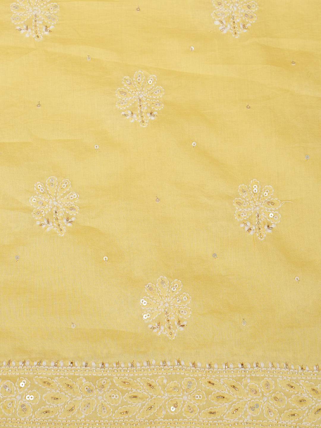 Ada Hand Embroidered Yellow Cotton Lucknowi Chikankari Unstitched Suit Piece With Cutdana Work 01A728841_6