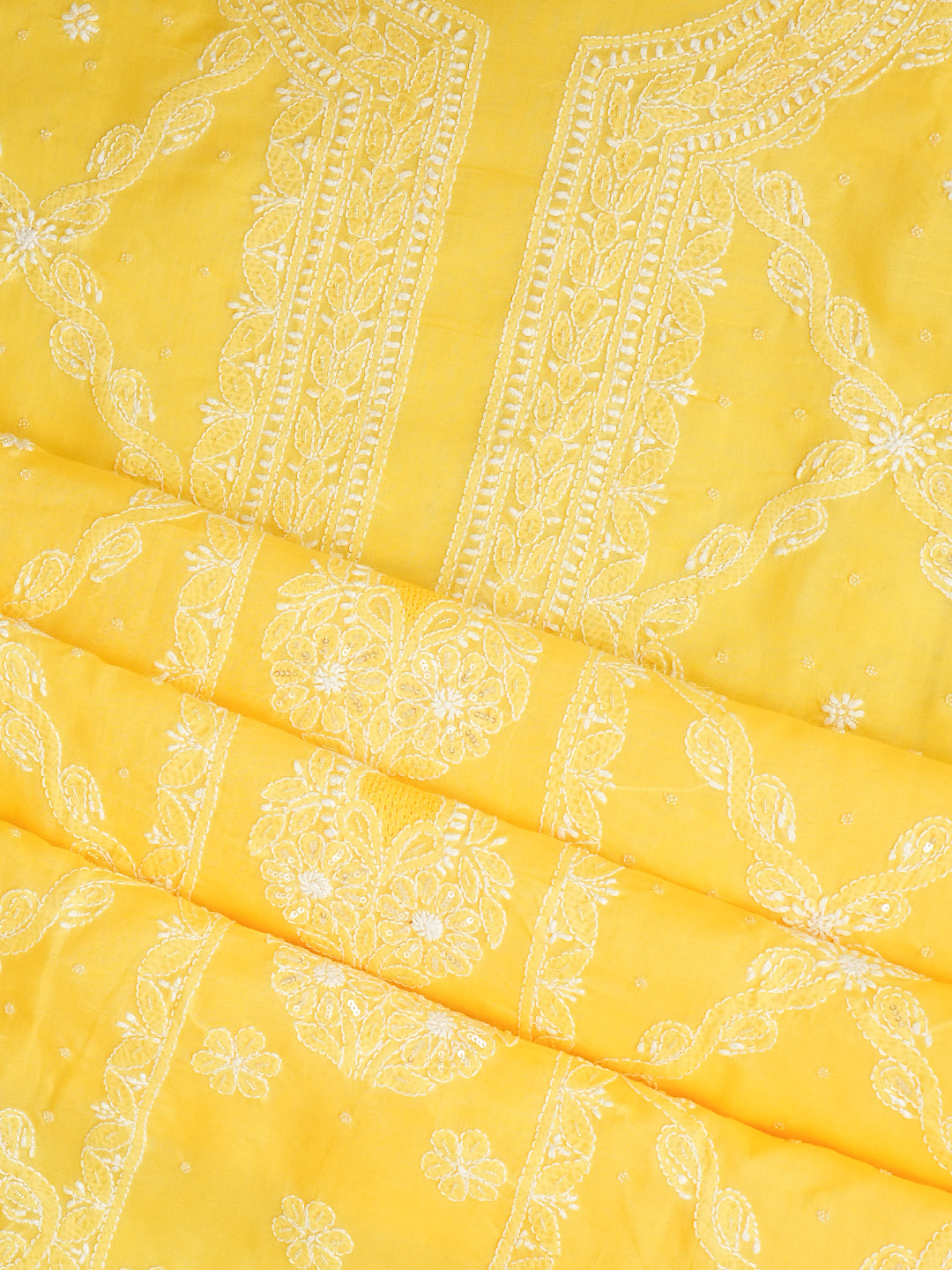 Premium Yellow Cotton Suit Piece For Festive And Ethnic Wear
