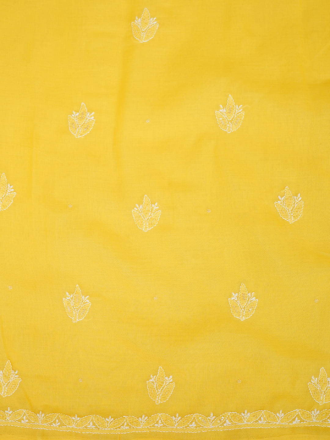 Elegant Ada Yellow Cotton Chikankari Suit With Delicate Hand Embroidery