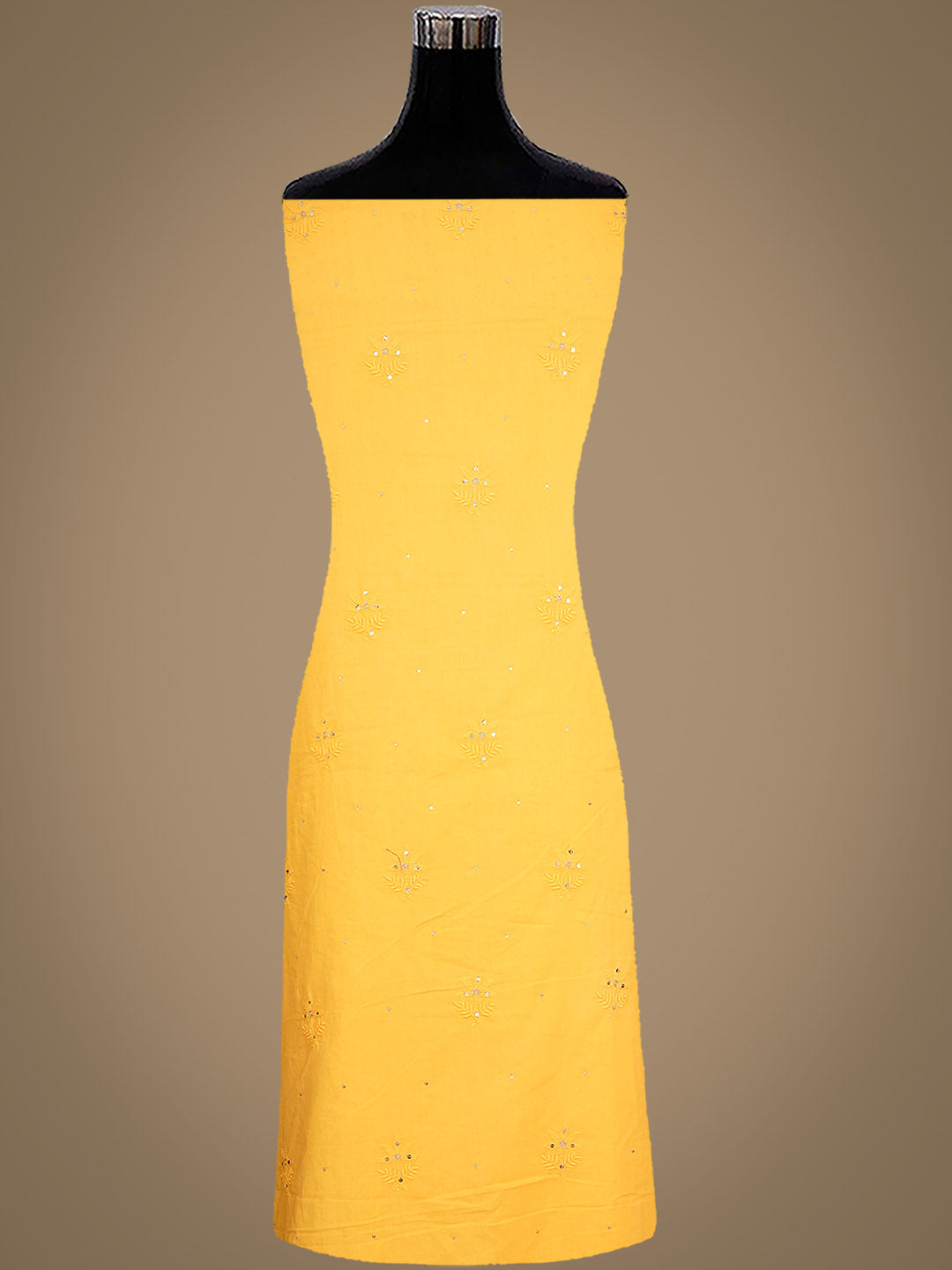 Ada Hand Embroidered Yellow Cotton Lucknowi Chikankari Unstitched Suit Piece With Zari Work 01A185846