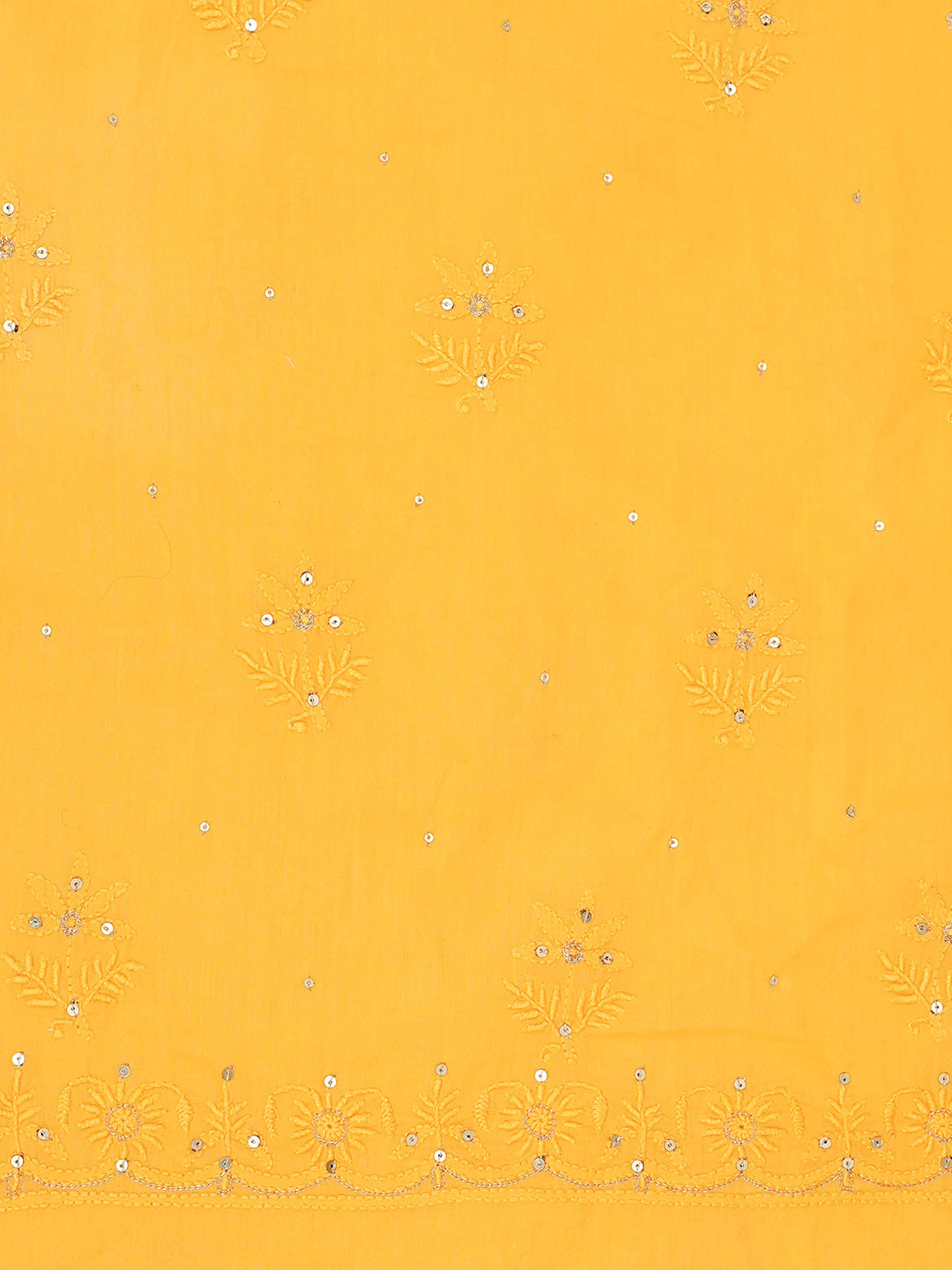 Ada Hand Embroidered Yellow Cotton Lucknowi Chikankari Unstitched Suit Piece With Zari Work 01A185846