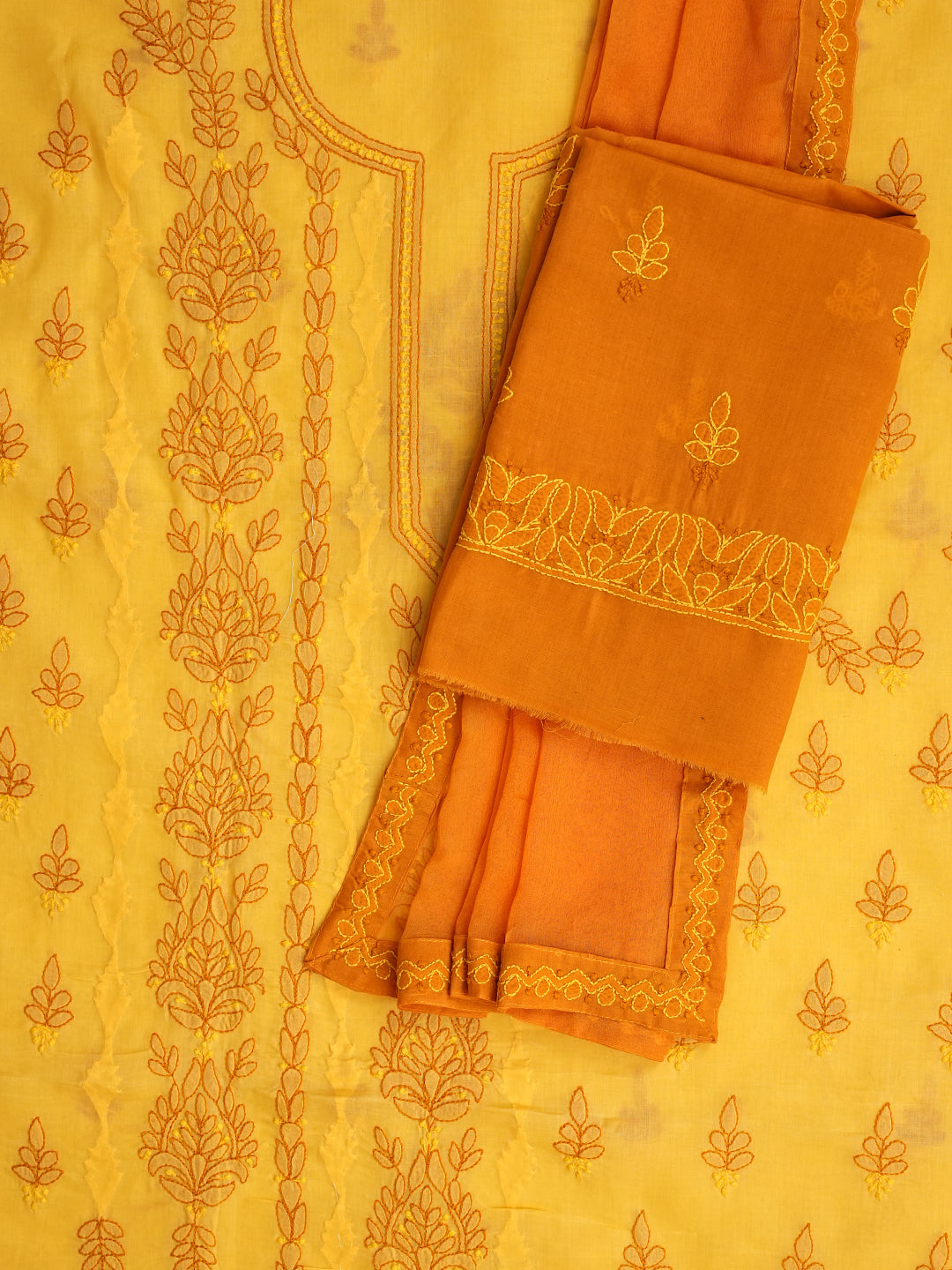 Ada Yellow Cotton Unstitched Suit Set_5