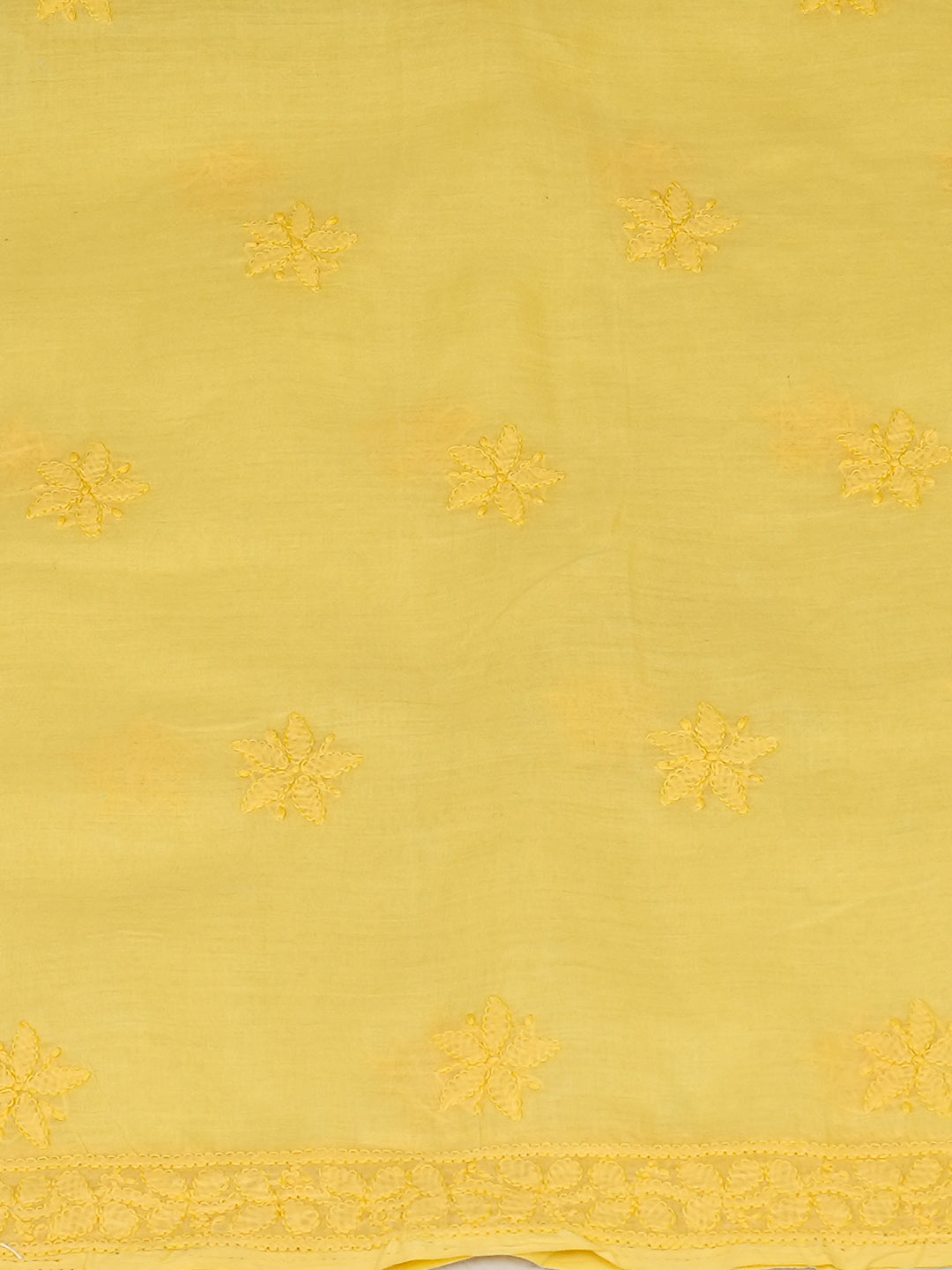 Ada Hand Embroidered Yellow Cotton Lucknowi Chikankari Unstitched Suit Set With Chiffon Dupatta 01A989376