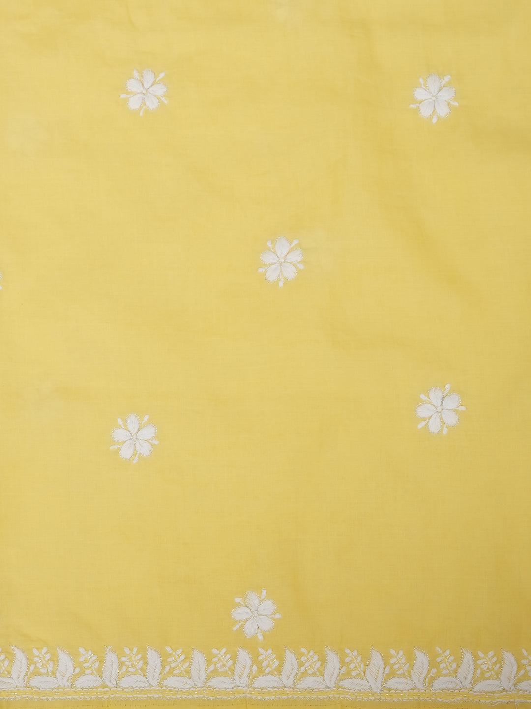 Ada Hand Embroidered Yellow Cotton Lucknowi Chikankari Unstitched Suit Set and Chiffon Dupatta With Cutdana Work 01A700783