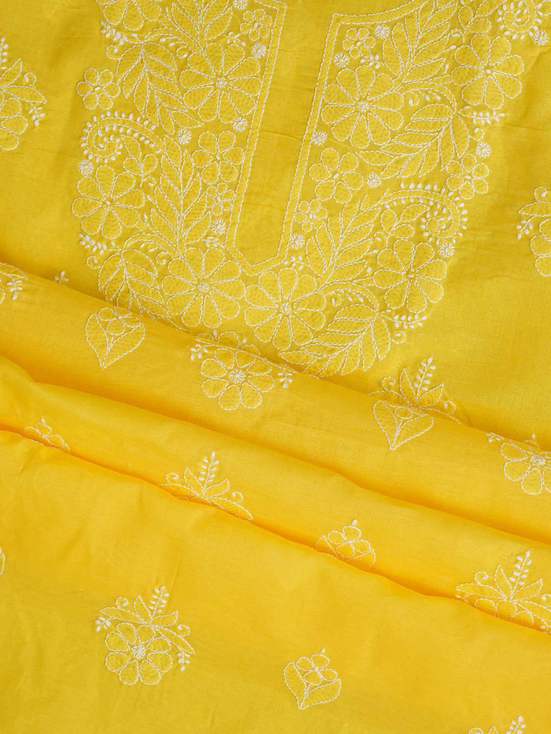 Ada Hand Embroidered Yellow Cotton lucknowi Chikankari Unstitched Kurta 01A991880