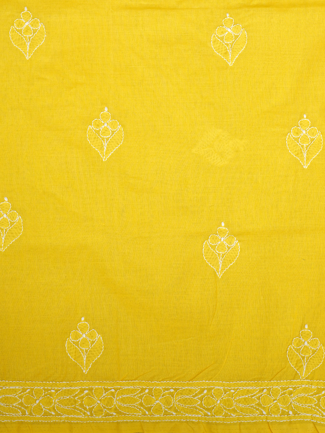 Ada Hand Embroidered Yellow Cotton lucknowi Chikankari Unstitched Kurta 01A991880