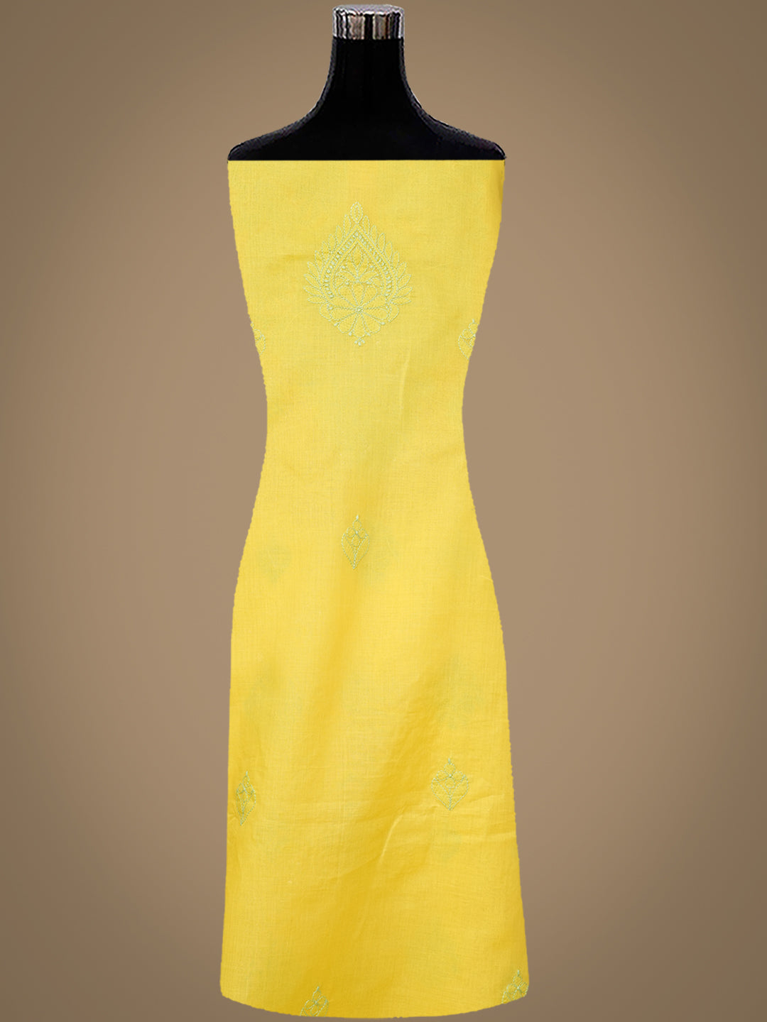 Ada Hand Embroidered Yellow Cotton lucknowi Chikankari Unstitched Kurta 01A991909
