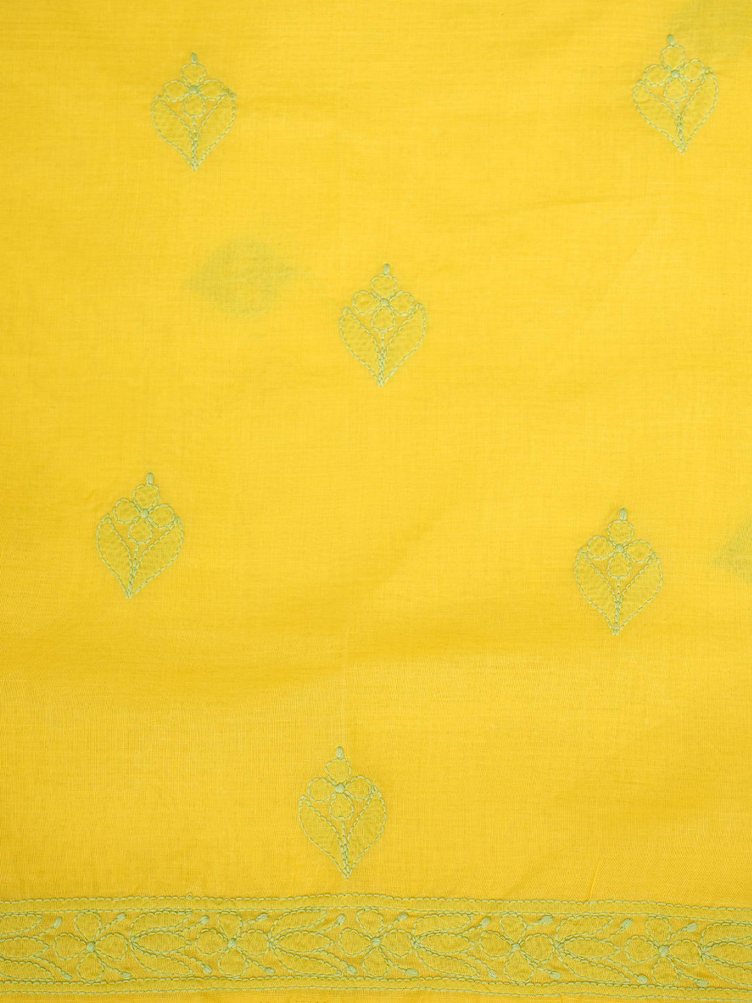 Ada Hand Embroidered Yellow Cotton lucknowi Chikankari Unstitched Kurta 01A991909