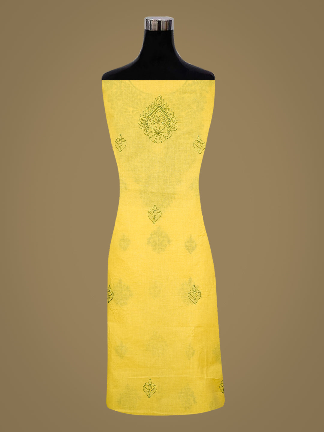 Ada Hand Embroidered Yellow Cotton lucknowi Chikankari Unstitched Kurta 01A991910