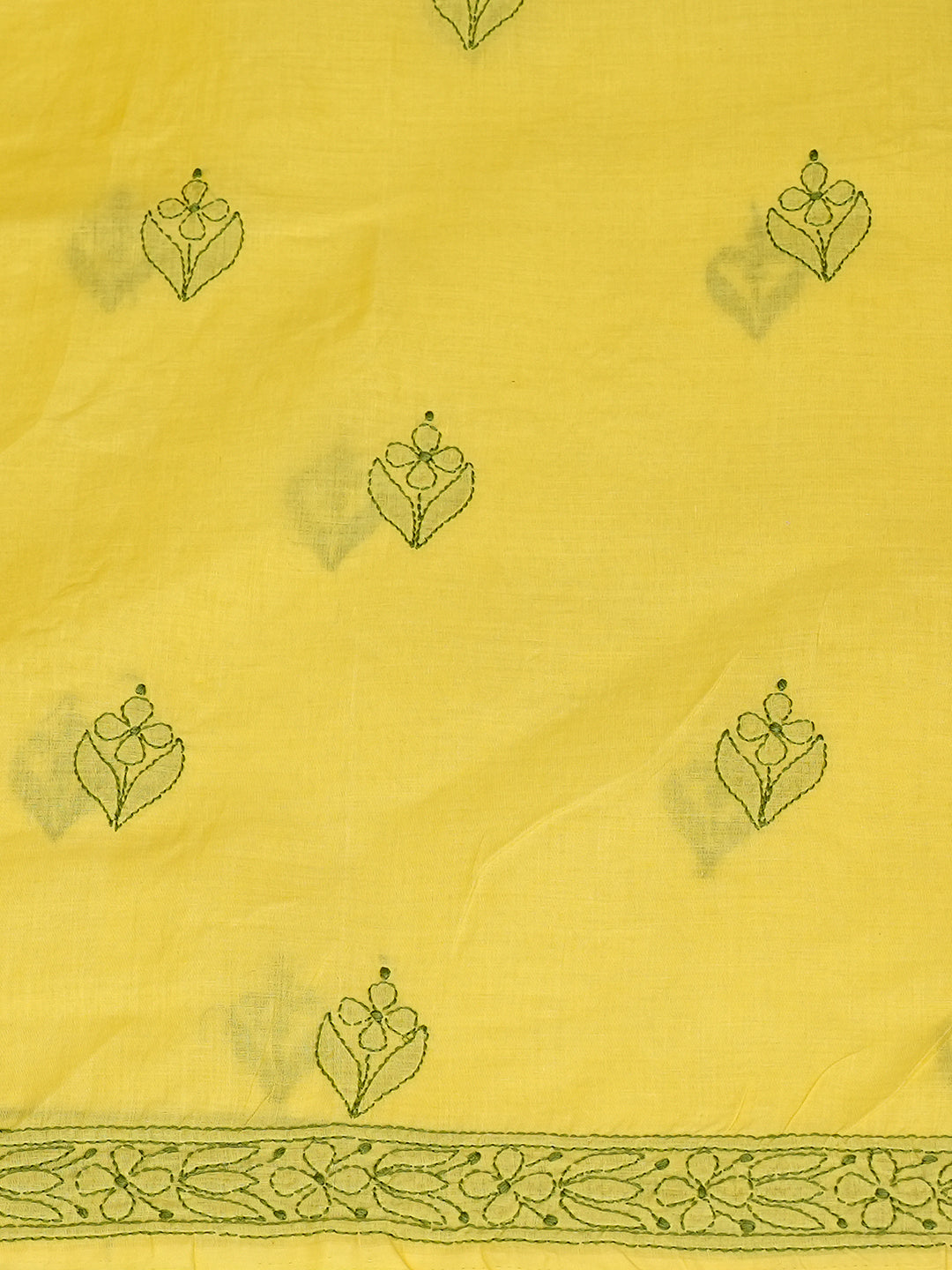 Ada Hand Embroidered Yellow Cotton lucknowi Chikankari Unstitched Kurta 01A991910