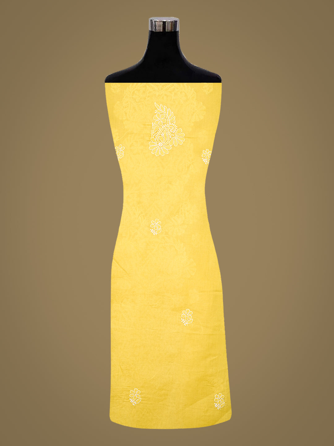 Ada Hand Embroidered Yellow Cotton lucknowi Chikankari Unstitched Kurta 01A992002