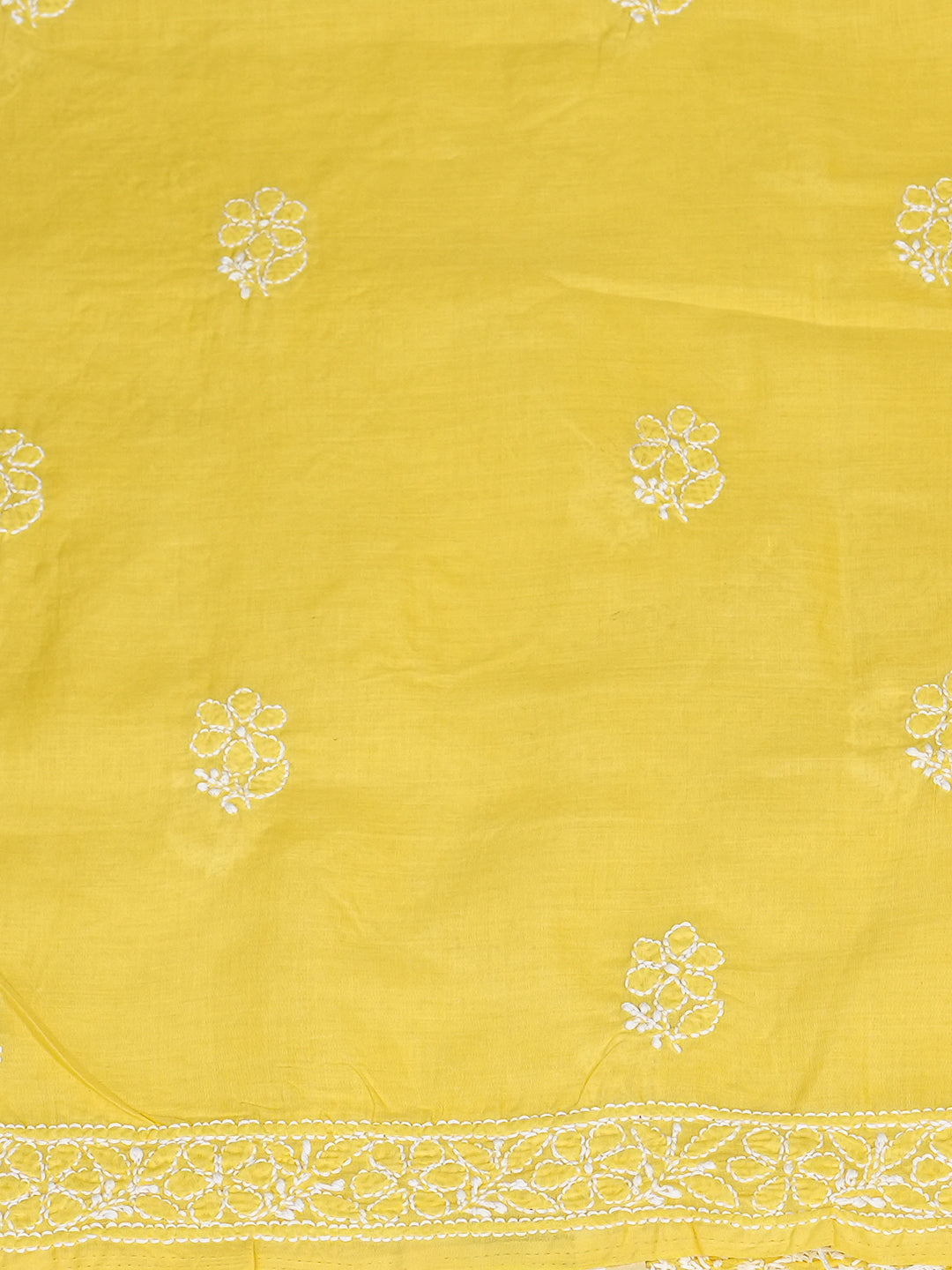 Ada Hand Embroidered Yellow Cotton lucknowi Chikankari Unstitched Kurta 01A992002