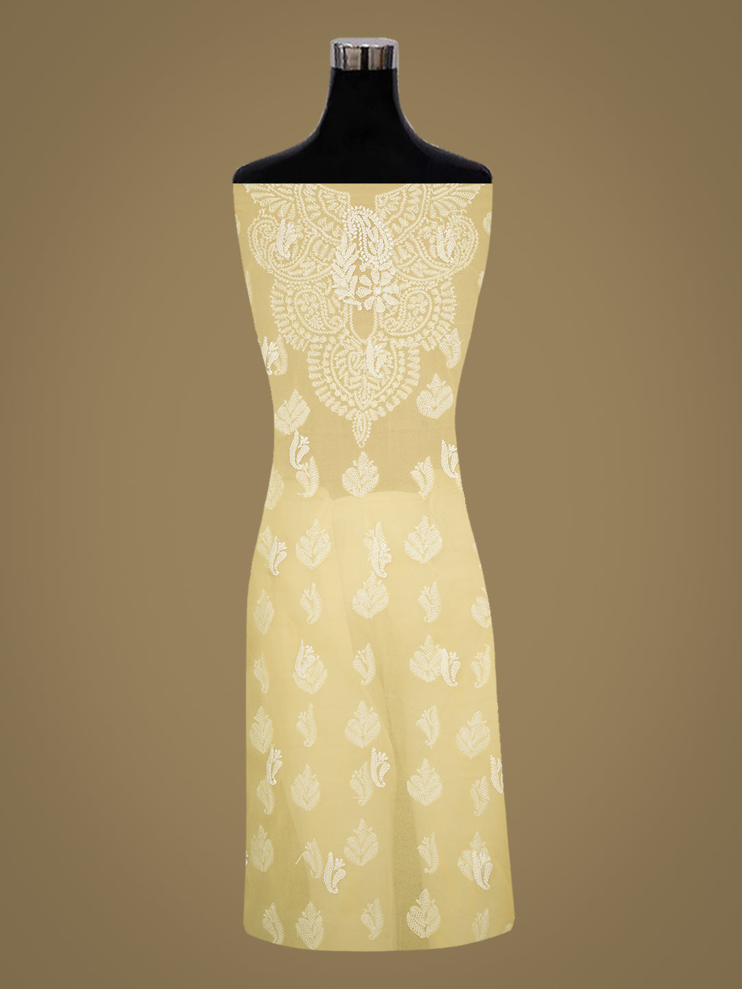 Ada Hand Embroidered Yellow Faux Georgette Lucknowi Chikankari Unstitched Suit Piece 01A1002622