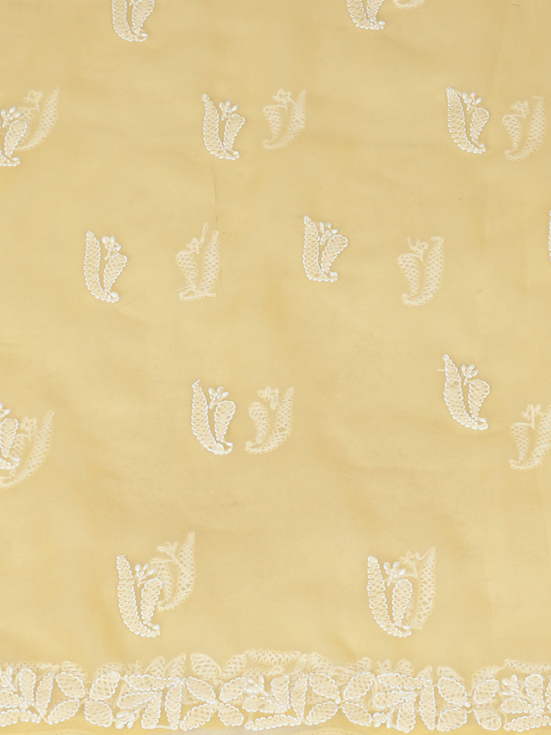 Ada Hand Embroidered Yellow Faux Georgette Lucknowi Chikankari Unstitched Suit Piece 01A1002622