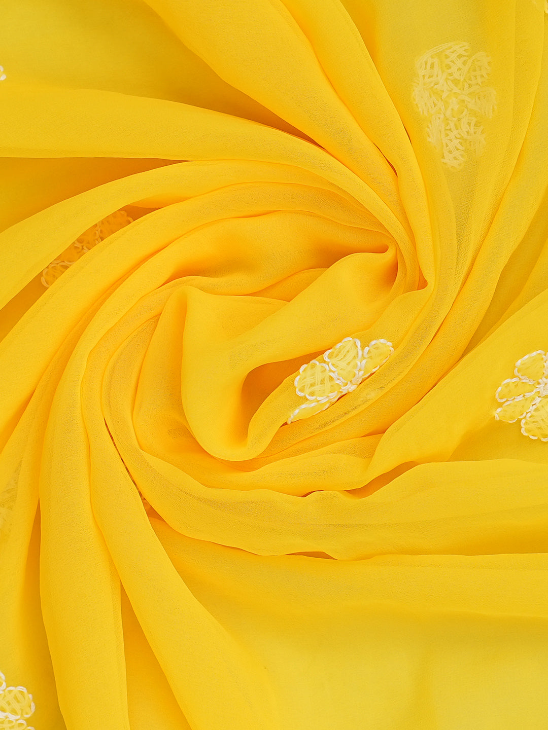 Ada Hand Embroidered Yellow Faux Georgette Lucknowi Chikankari Unstitched Suit Piece 01A296494