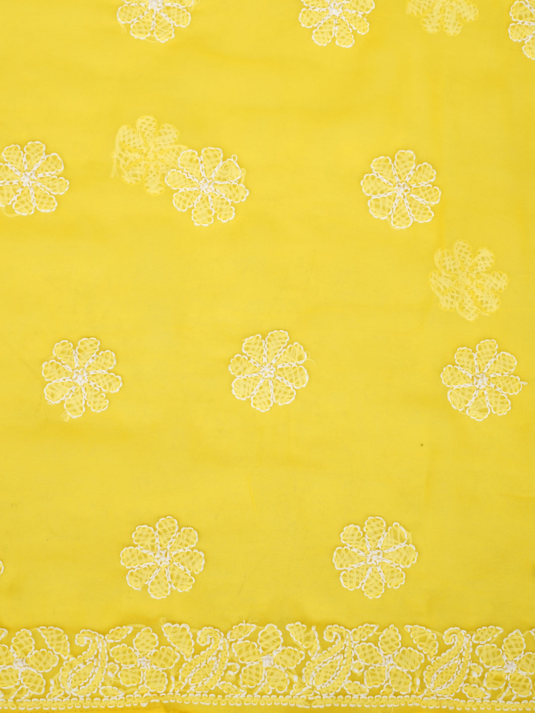 Ada Hand Embroidered Yellow Faux Georgette Lucknowi Chikankari Unstitched Suit Piece 01A296494