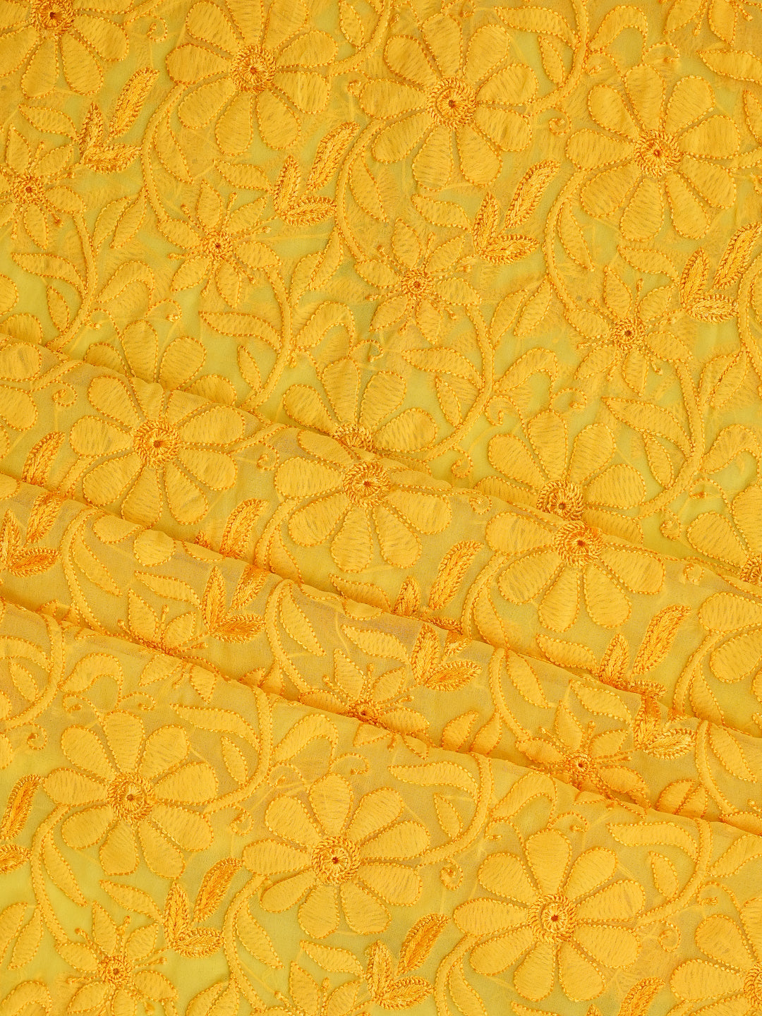 Ada Hand Embroidered Yellow Faux Georgette Lucknowi Chikankari Unstitched Suit Piece 01A594584