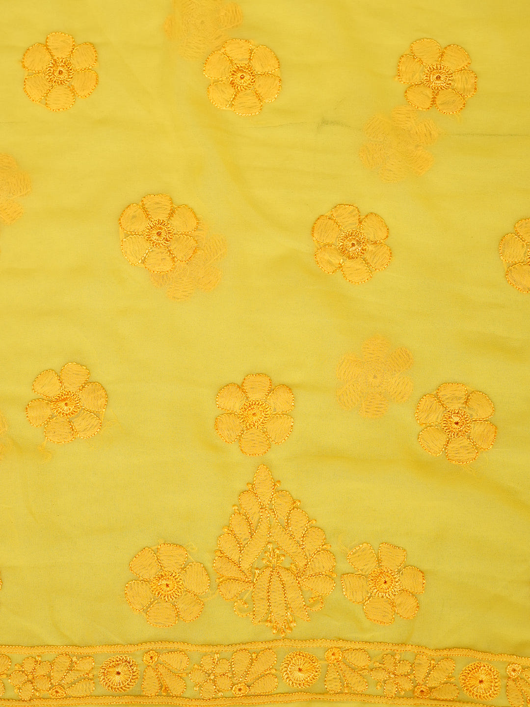 Ada Hand Embroidered Yellow Faux Georgette Lucknowi Chikankari Unstitched Suit Piece 01A594584