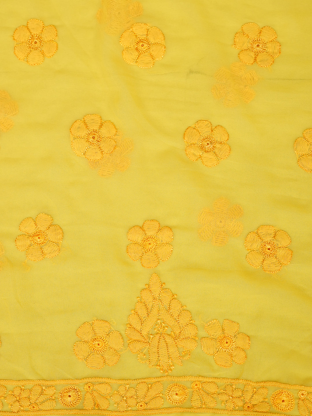 Ada Hand Embroidered Yellow Faux Georgette Lucknowi Chikankari Unstitched Suit Piece 01A594584