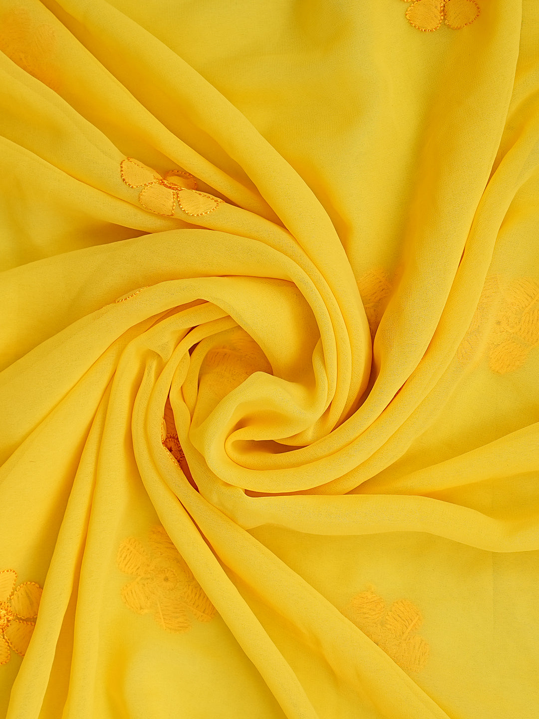 Ada Hand Embroidered Yellow Faux Georgette Lucknowi Chikankari Unstitched Suit Piece 01A594584