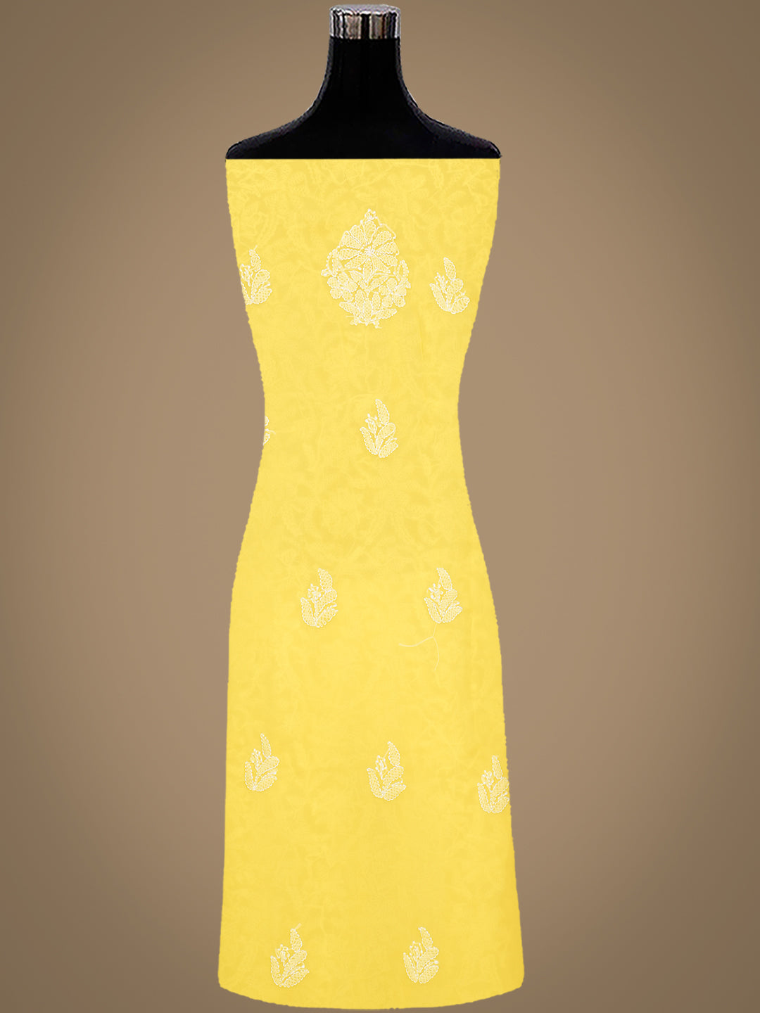 Ada Hand Embroidered Yellow Faux Georgette Lucknowi Chikankari Unstitched Suit Piece 01A905911