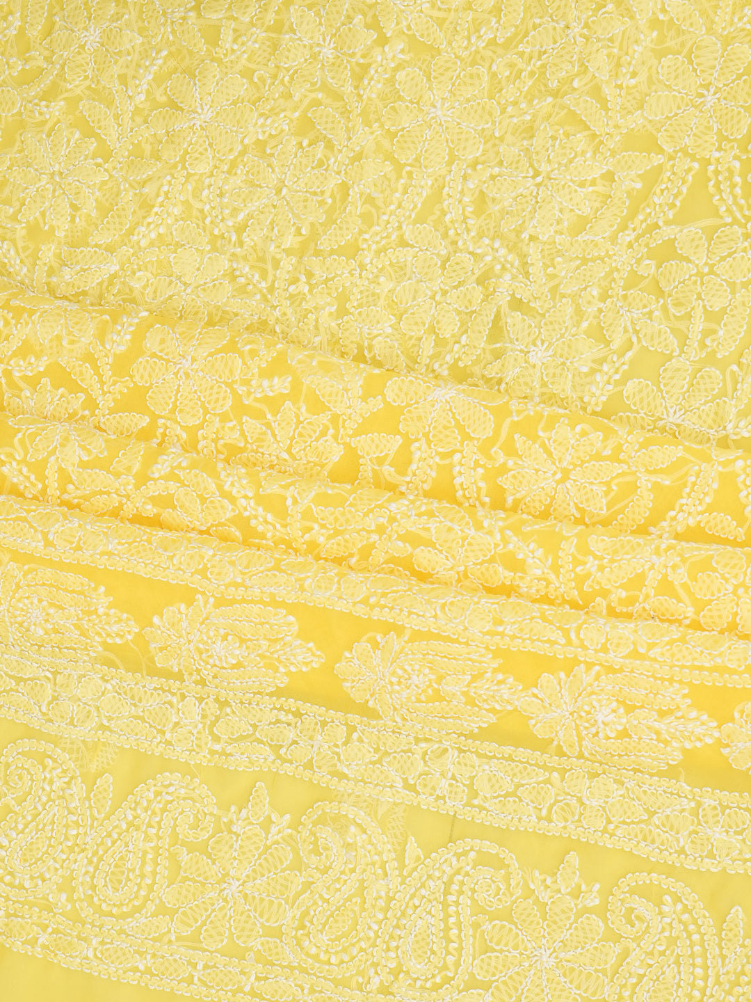 Ada Hand Embroidered Yellow Faux Georgette Lucknowi Chikankari Unstitched Suit Piece 01A905911