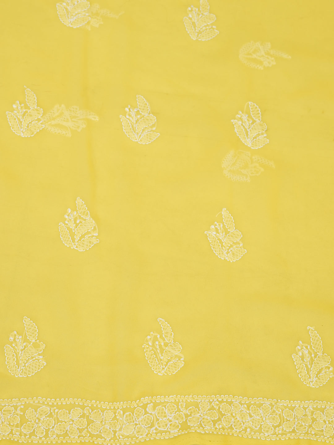 Ada Hand Embroidered Yellow Faux Georgette Lucknowi Chikankari Unstitched Suit Piece 01A905911