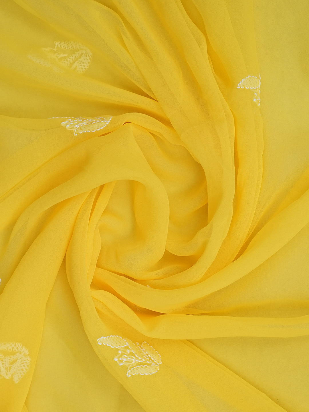 Ada Hand Embroidered Yellow Faux Georgette Lucknowi Chikankari Unstitched Suit Piece 01A905911
