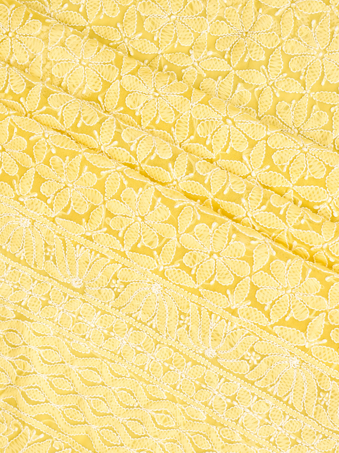 Ada Hand Embroidered Yellow Georgette Lucknowi Chikankari Unstitched Suit Piece 01A1002671_3