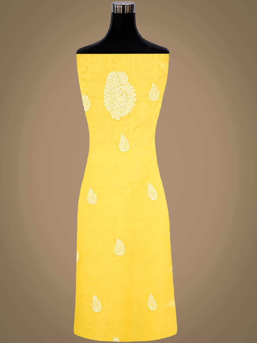 Ada Hand Embroidered Yellow Georgette Lucknowi Chikankari Unstitched Suit Piece 01A1002671_6