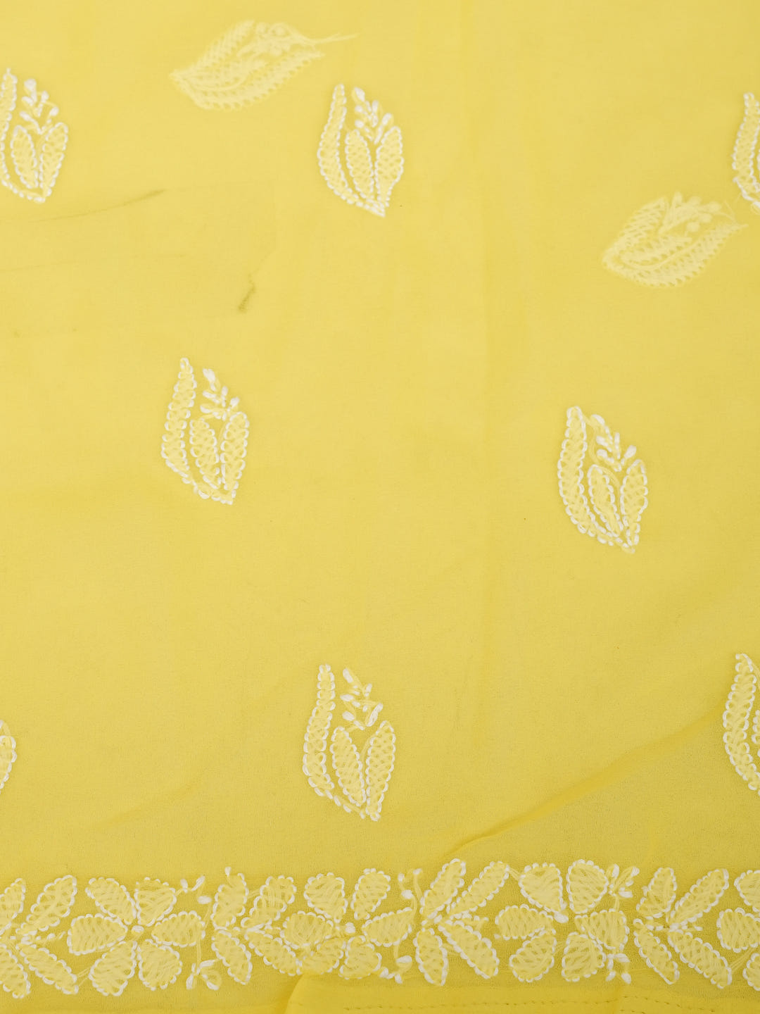 Ada Hand Embroidered Yellow Georgette Lucknowi Chikankari Unstitched Suit Piece 01A1003768_5