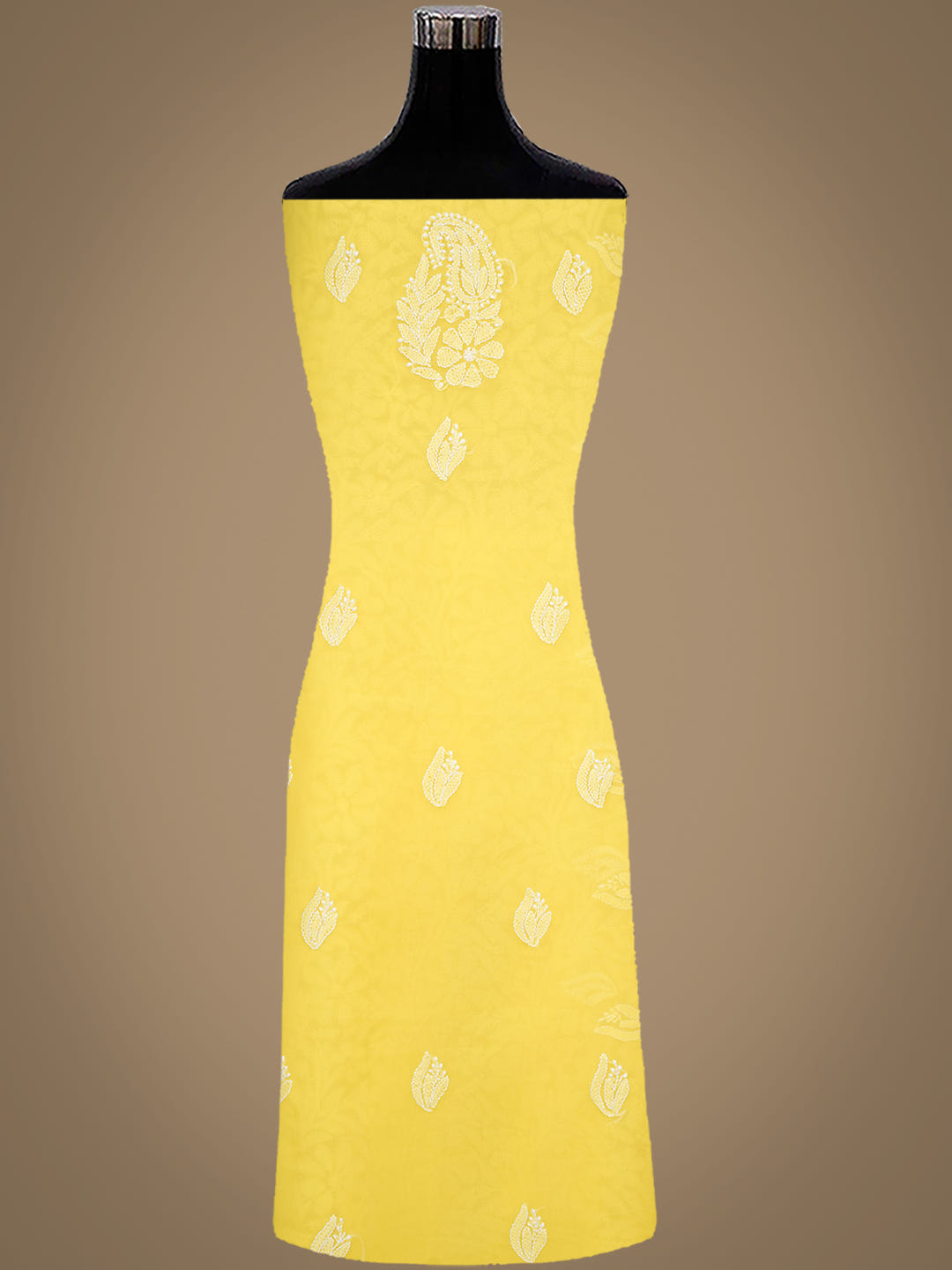 Ada Hand Embroidered Yellow Georgette Lucknowi Chikankari Unstitched Suit Piece 01A1003768_7