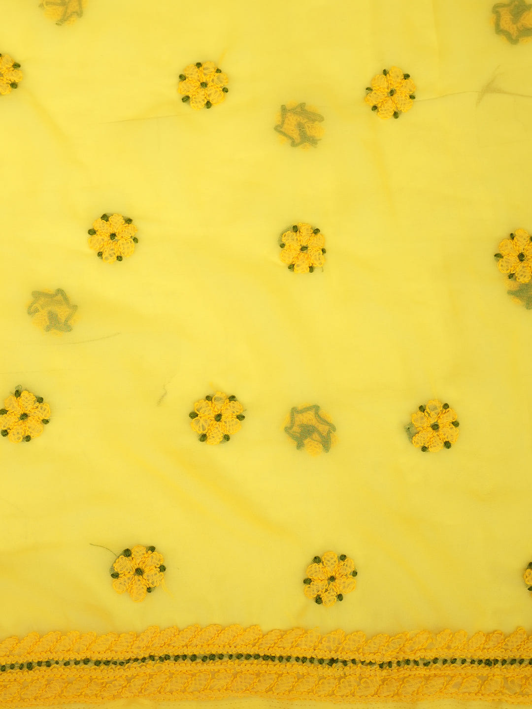 Ada Hand Embroidered Yellow Georgette Lucknowi Chikankari Unstitched Suit Piece_7