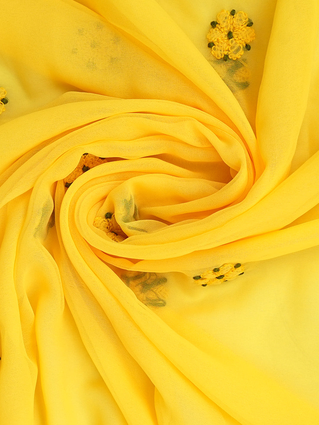 Ada Hand Embroidered Yellow Georgette Lucknowi Chikankari Unstitched Suit Piece_8