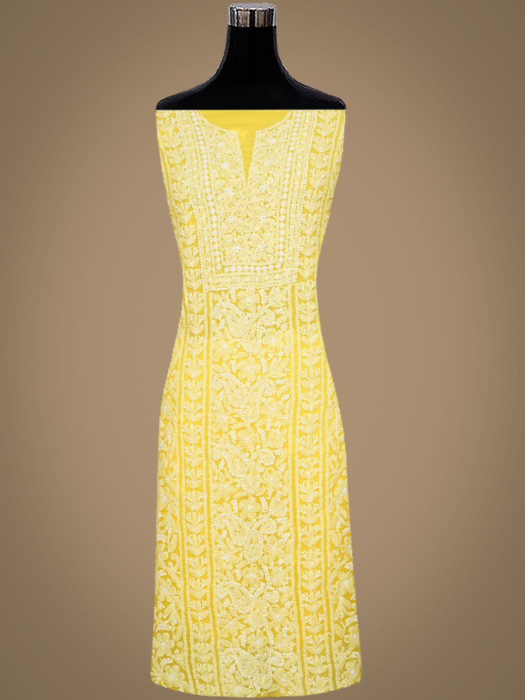 Elegant Yellow Lucknowi Chikankari Georgette Suit Piece