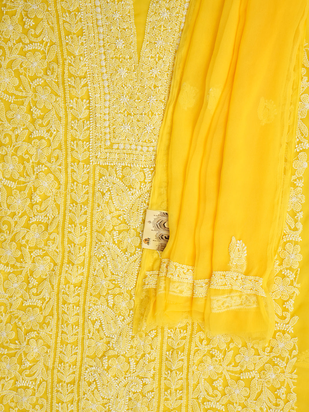 Women’s Yellow Georgette Ethnic Suit with Hand Embroidery