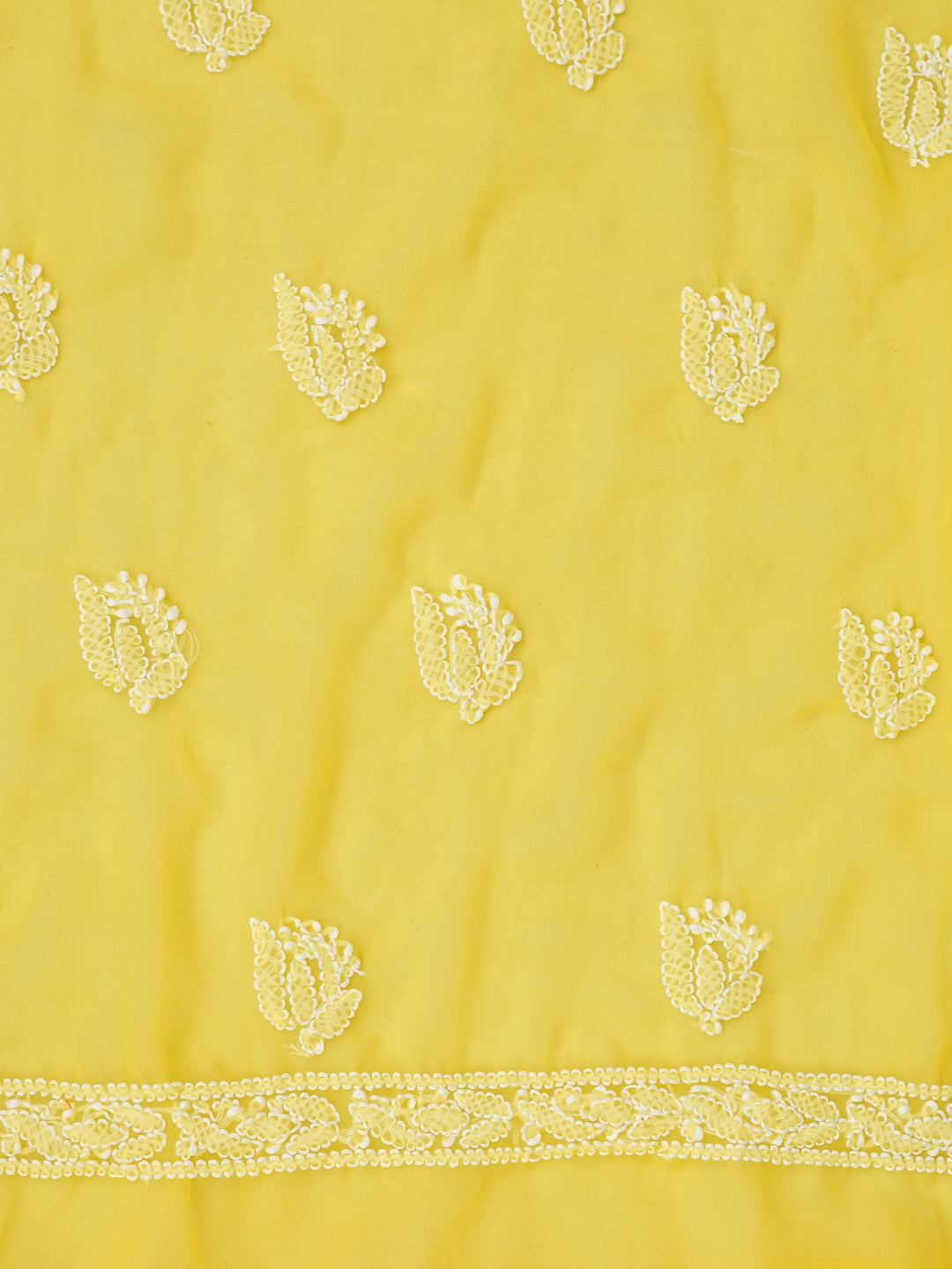 Designer Yellow Georgette Chikankari Dress Material for Women