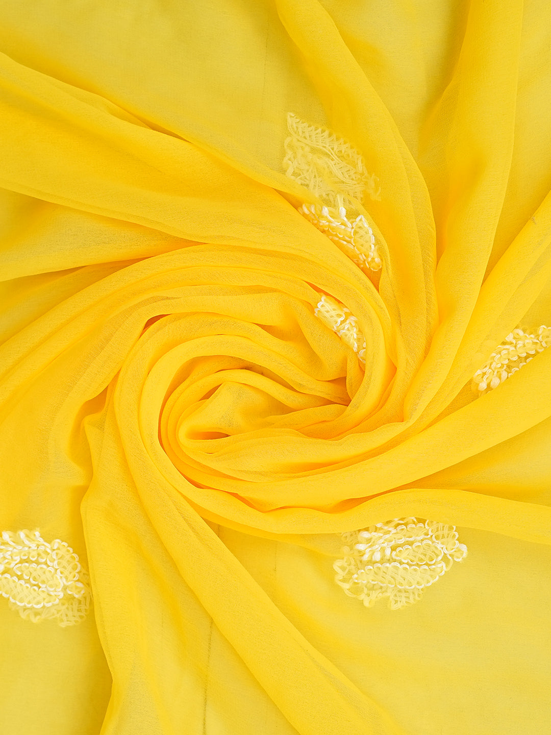 Premium Yellow Georgette Unstitched Suit Piece with Chikankari Work