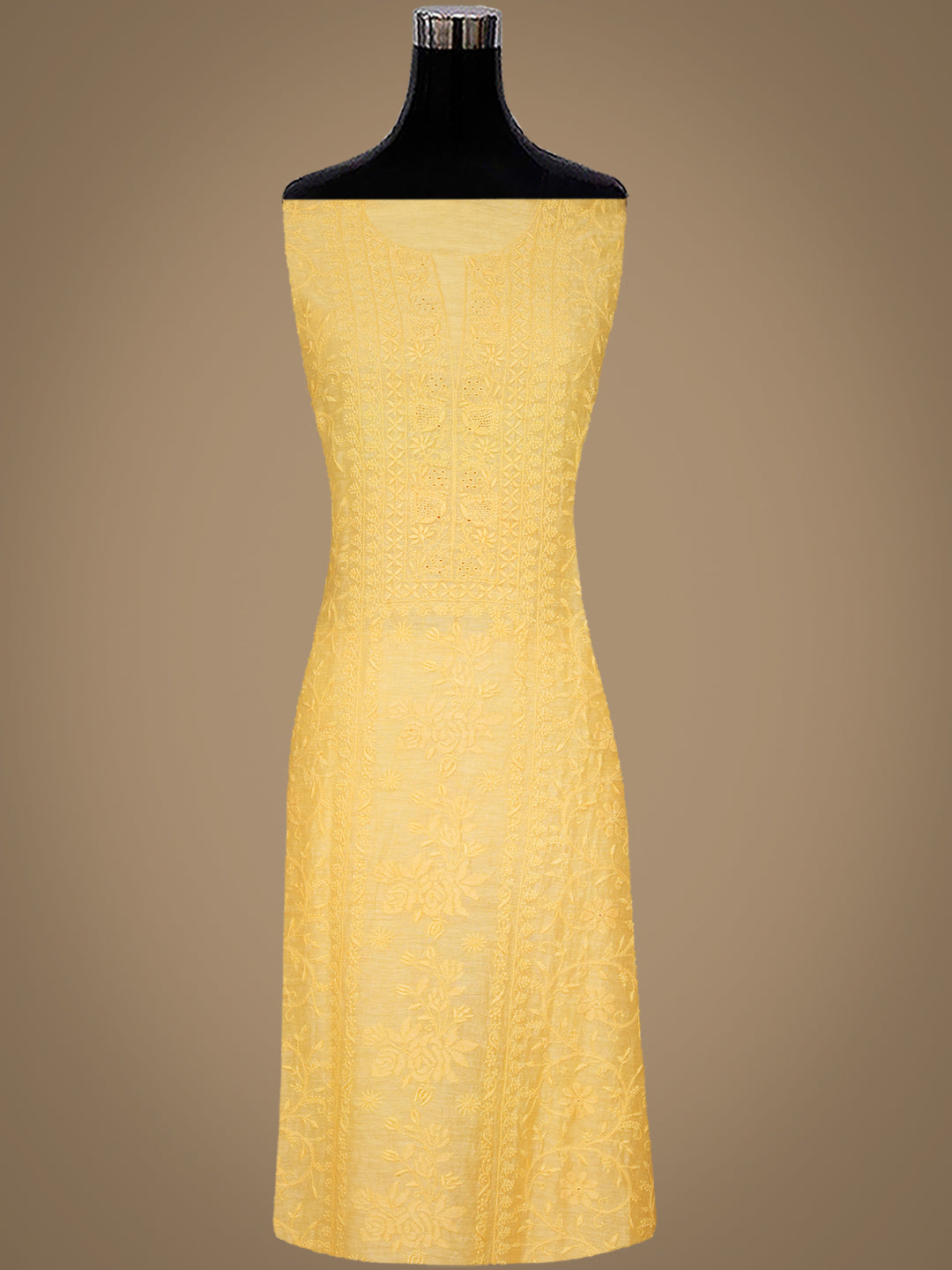 Ada Yellow Linen Unstitched Kurta Dupattta_5