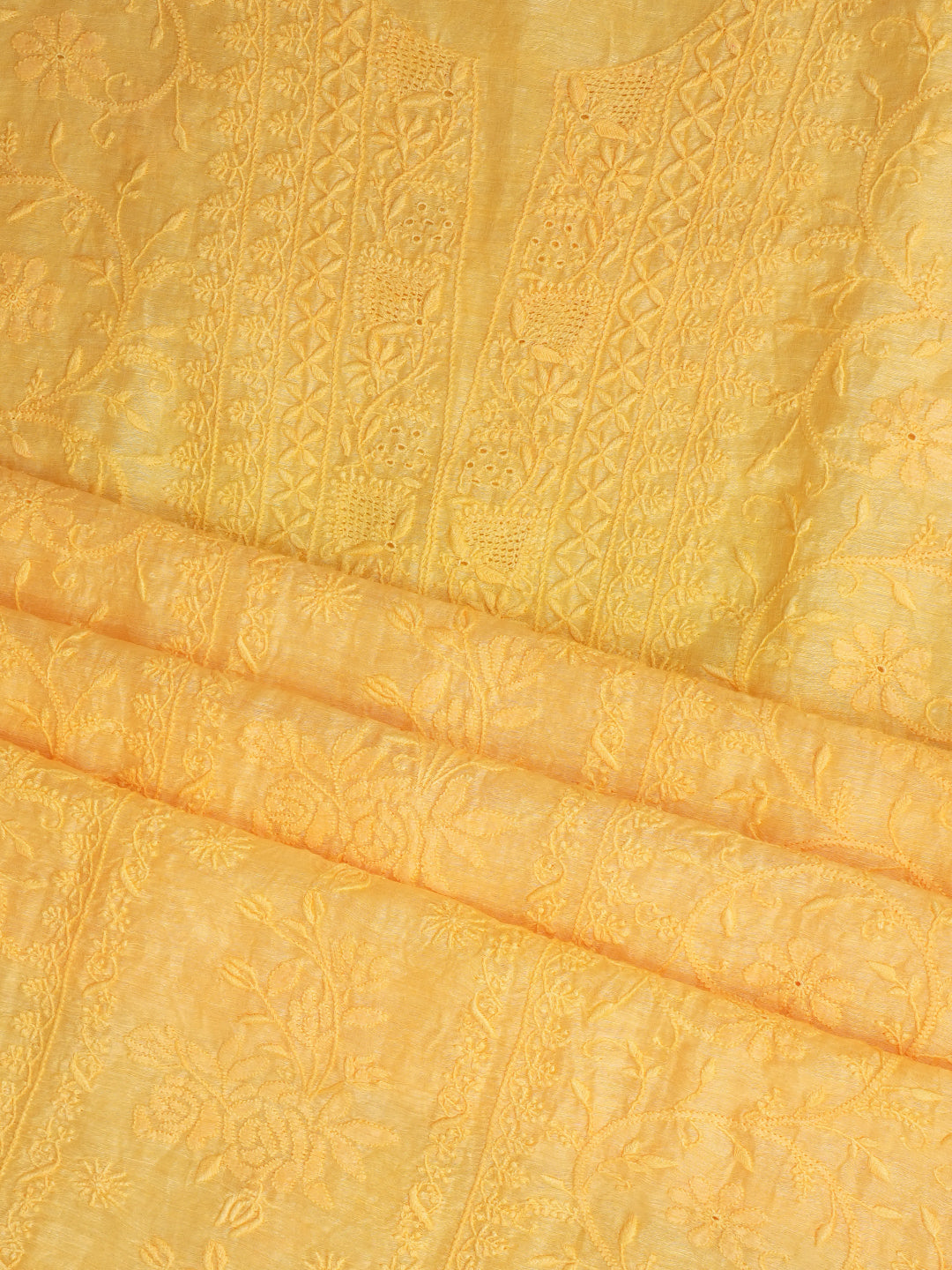 Ada Yellow Linen Unstitched Kurta Dupattta_3