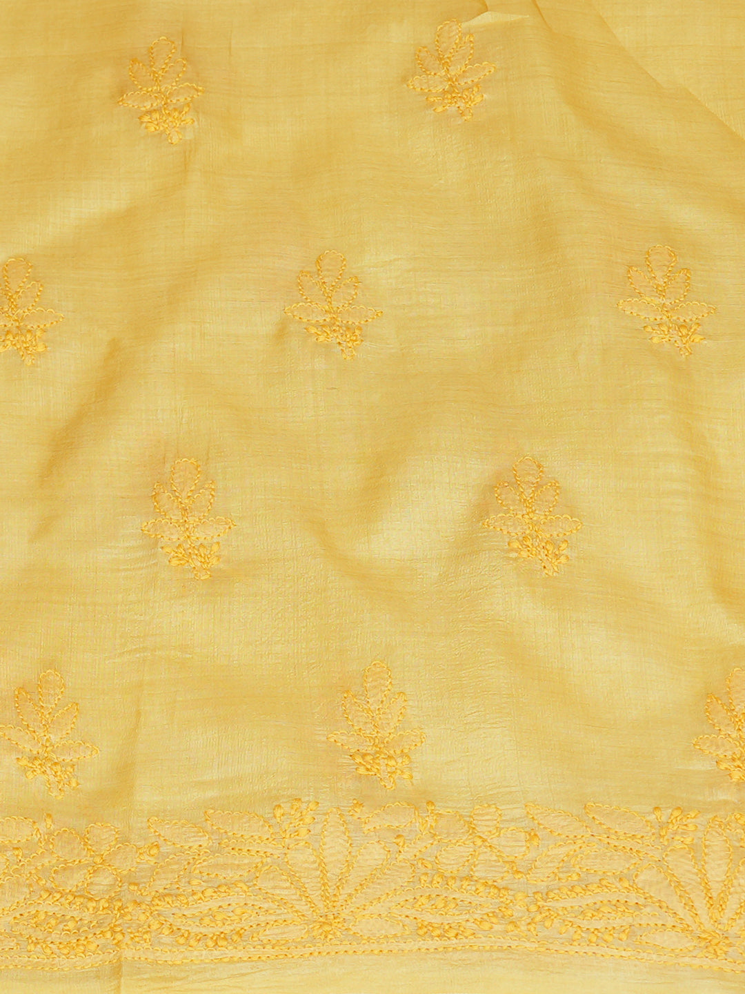 Ada Hand Embroidered Yellow Silk Lucknowi Chikankari Unstitched Suit Piece 01A908061