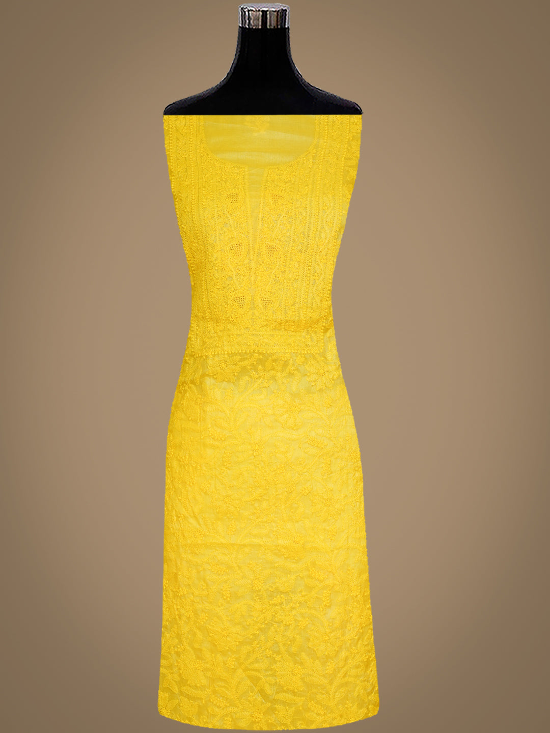 Yellow Silk Lucknowi Chikankari Suit With Elegant Hand Embroidery